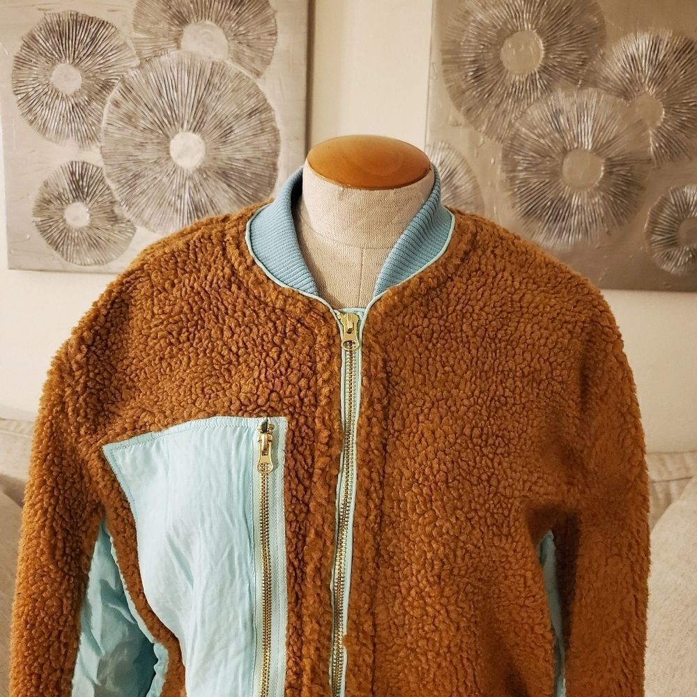 Free People Rivington Sherpa Jacket size Small in Amber Combo - NEW - Picture 8 of 16